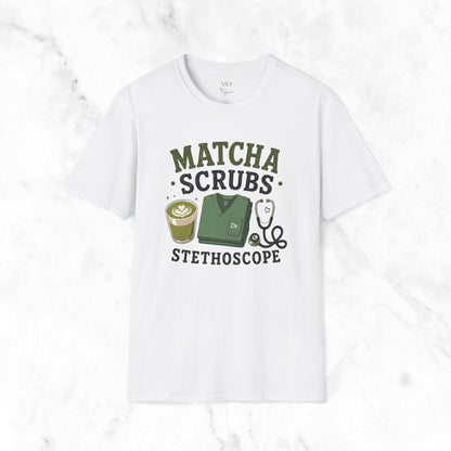 Matcha Scrubs Stethoscope T-Shirt