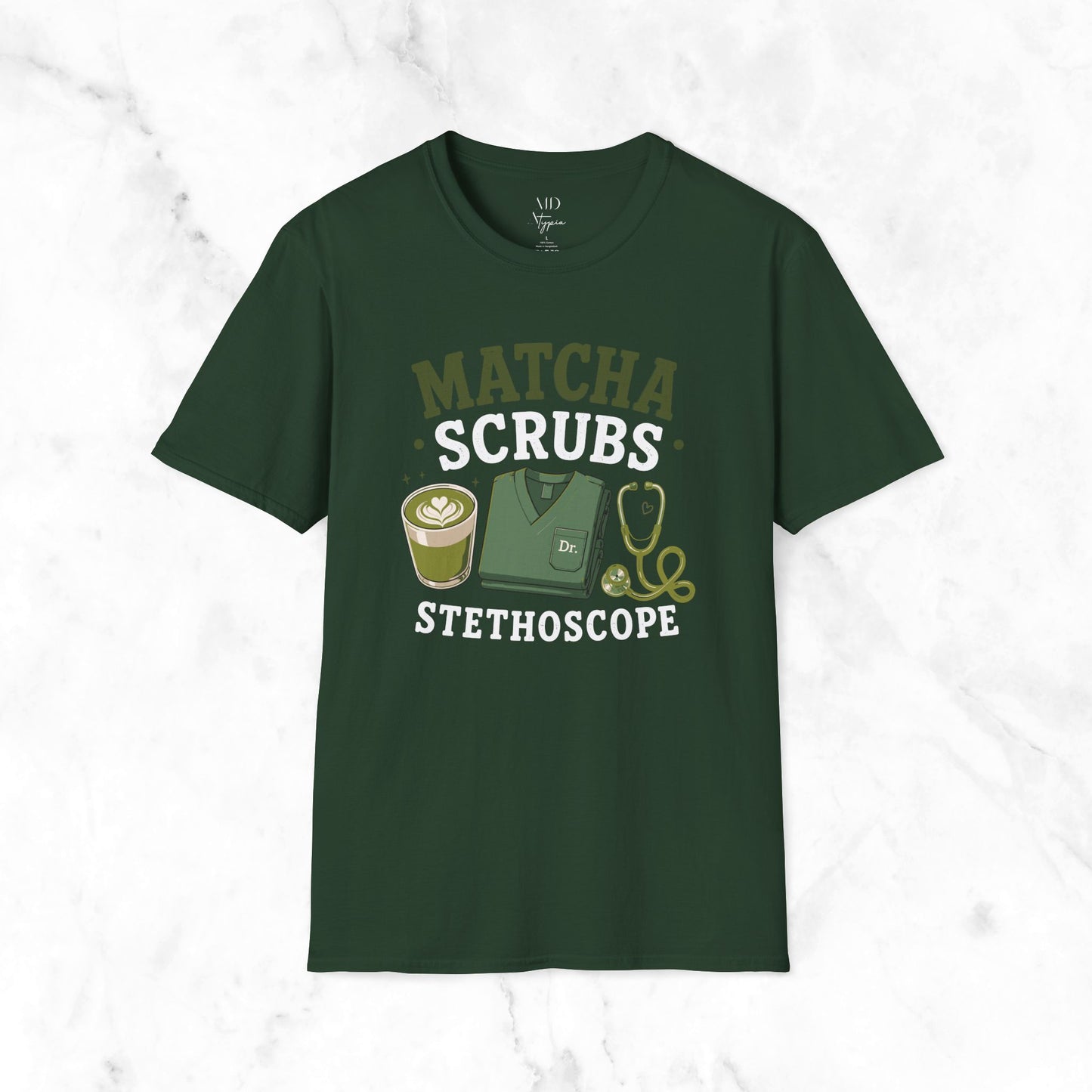 Matcha Scrubs Stethoscope T-Shirt