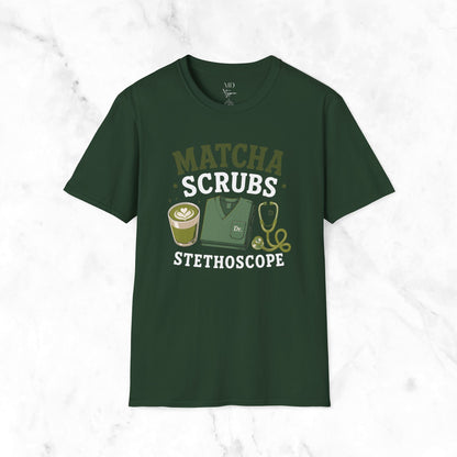 Matcha Scrubs Stethoscope T-Shirt