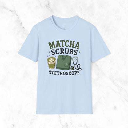 Matcha Scrubs Stethoscope T-Shirt