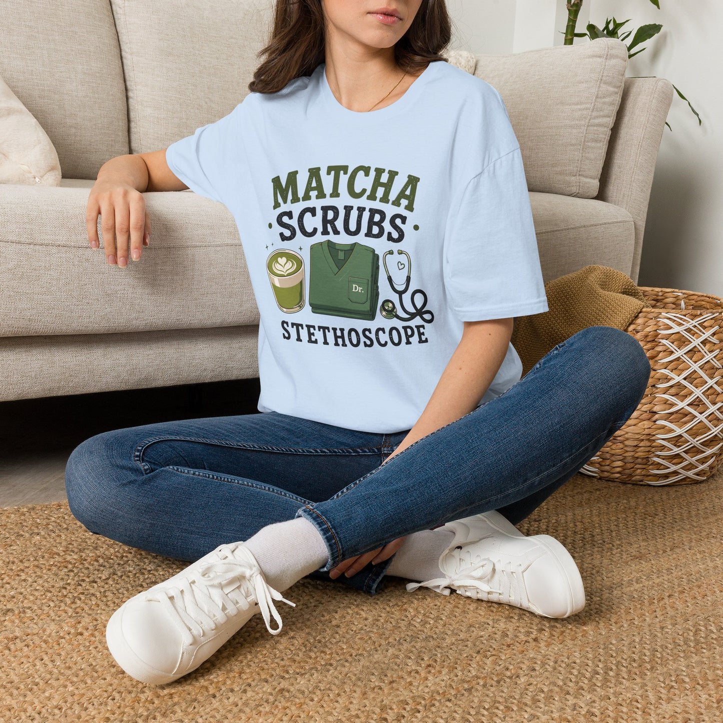 Matcha Scrubs Stethoscope T-Shirt
