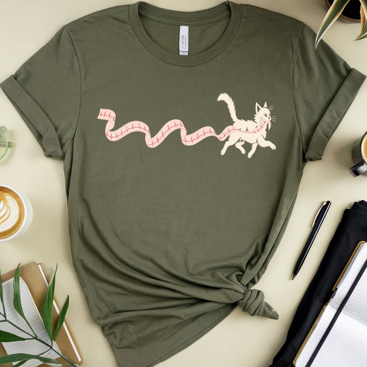 Cat & ECG T-Shirt