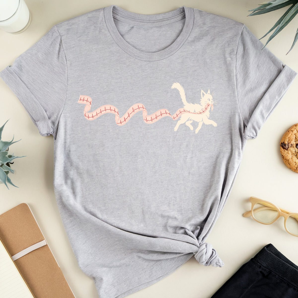 Cat & ECG T-Shirt