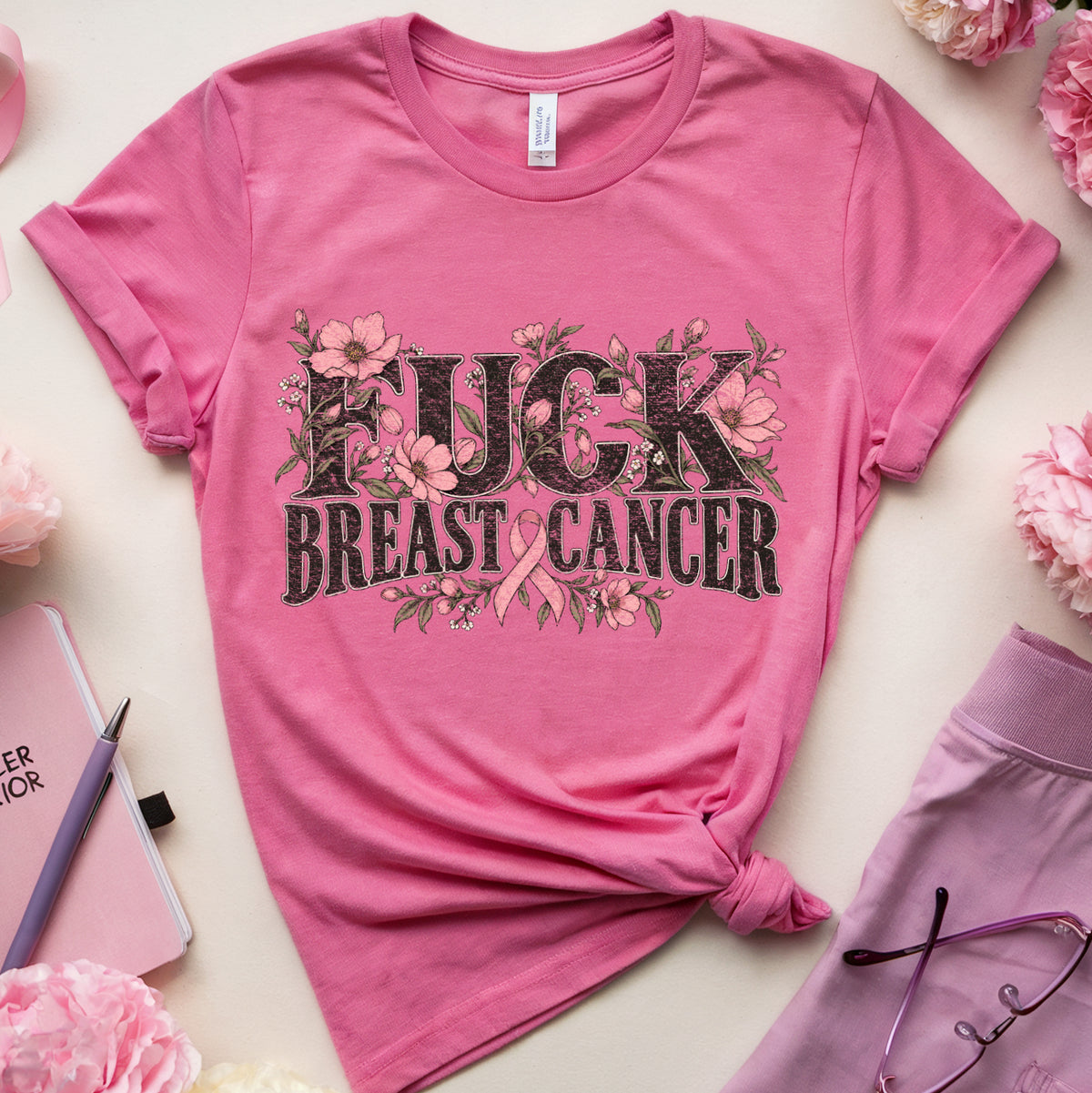 F*ck Breast Cancer Floral T-Shirt