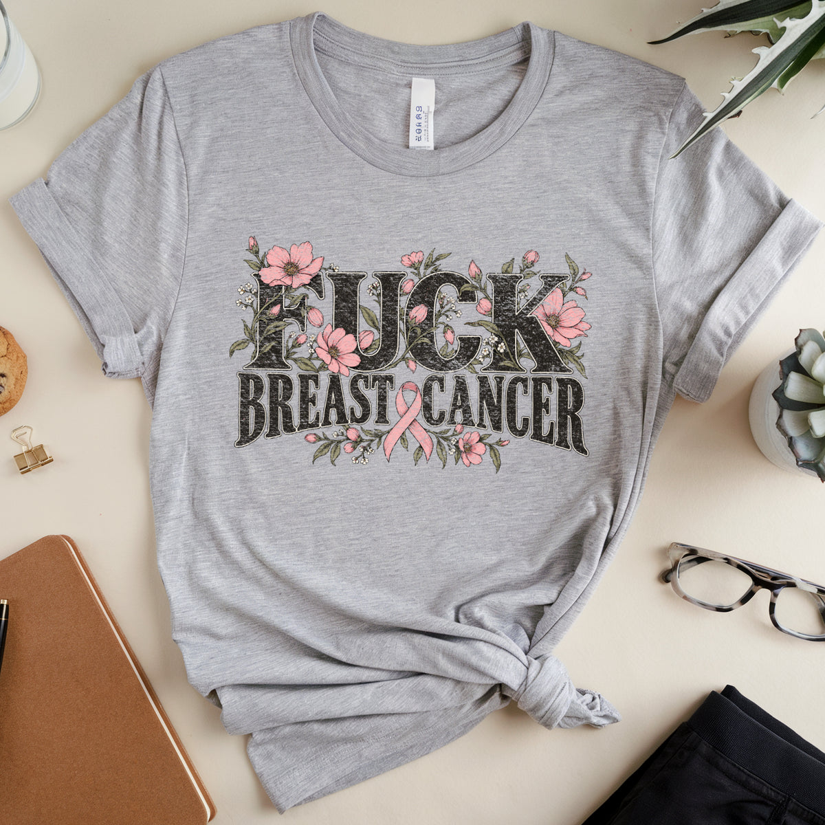 F*ck Breast Cancer Floral T-Shirt