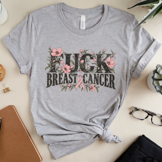 F*ck Breast Cancer Floral T-Shirt