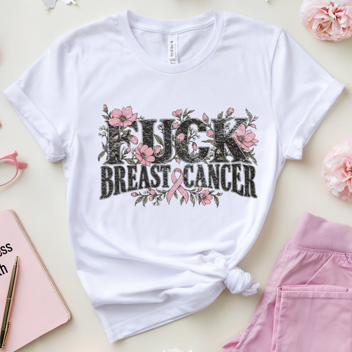 F*ck Breast Cancer Floral T-Shirt