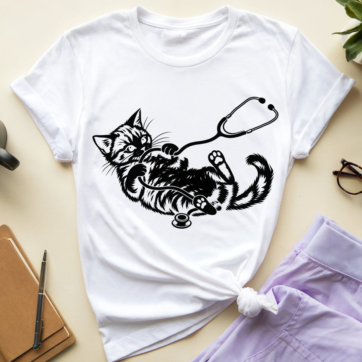 Kitten & Stethoscope T-Shirt
